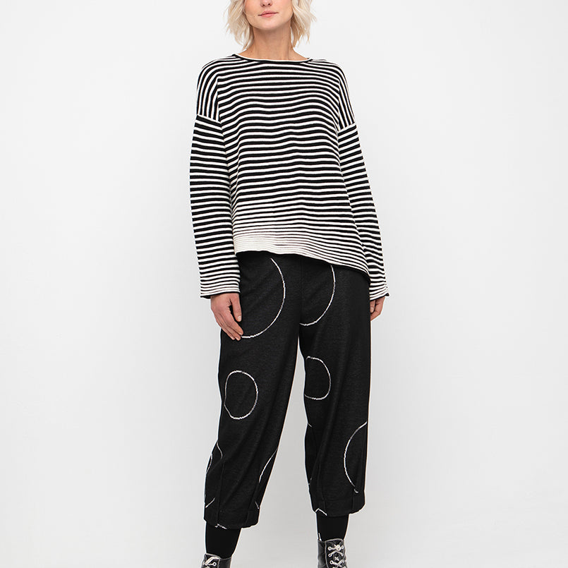 Ozai N Ku 766124 Knit Asymmetrical Stripe Top