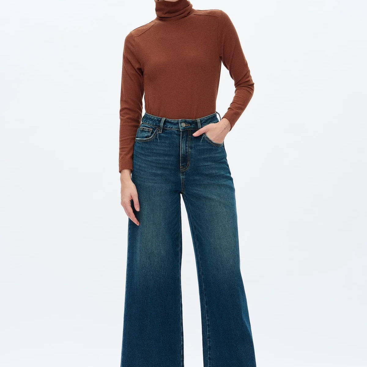 Bayeas Mid Rise Wide Leg Jeans