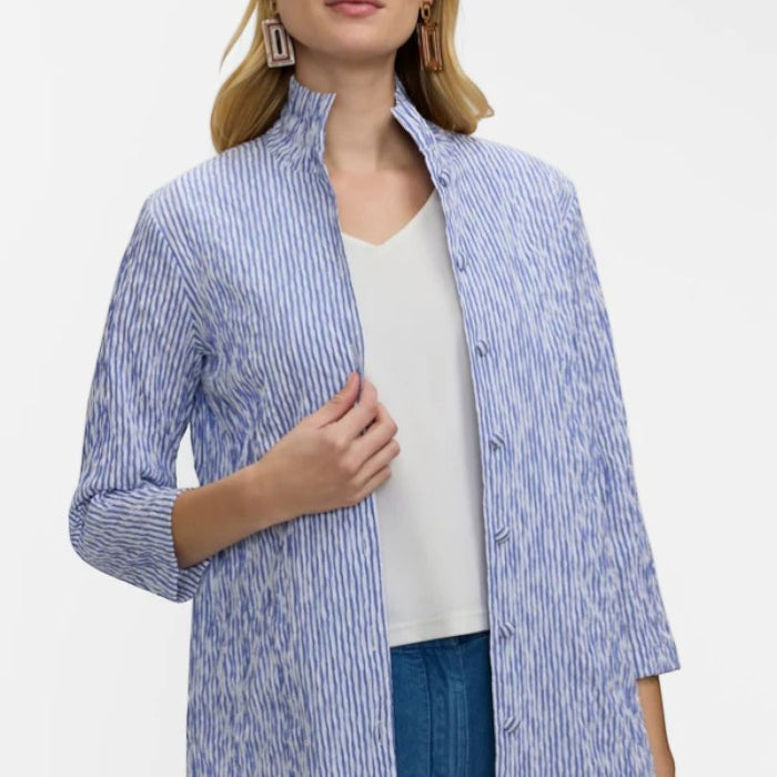Foxcroft Carolina Crinkle Jacquard 3/4 Sleeve Shirt Jacket