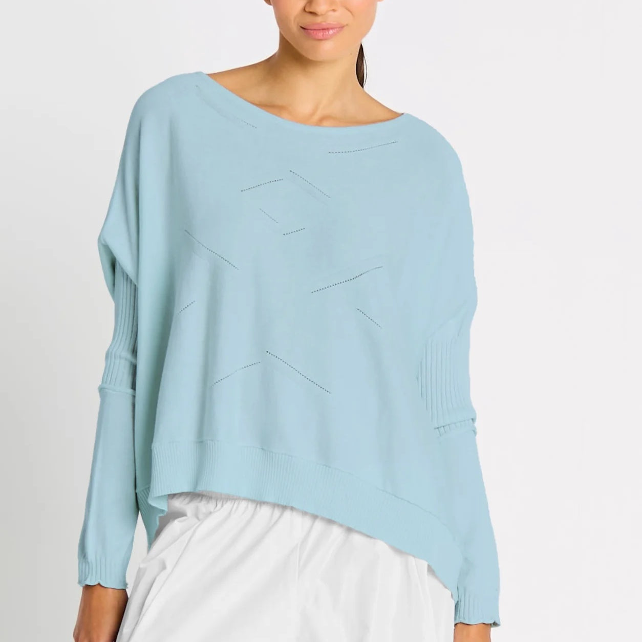 Planet Pima Cotton Stitches Boatneck Sweater