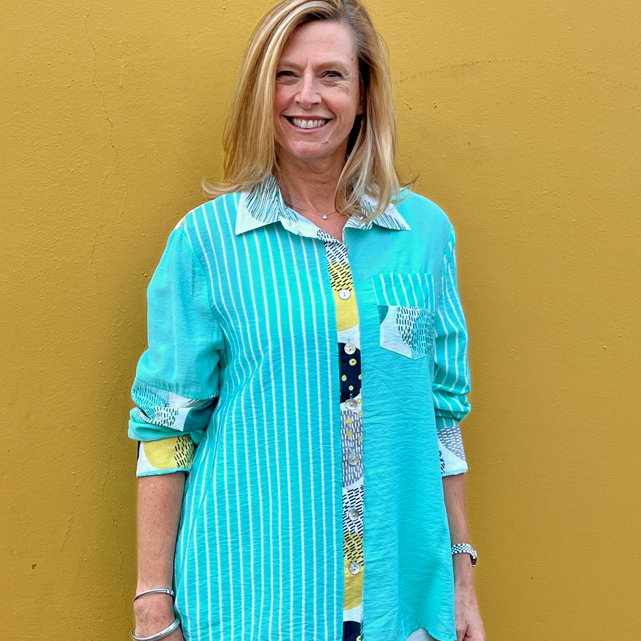 Shana Apparel Mix Media Top