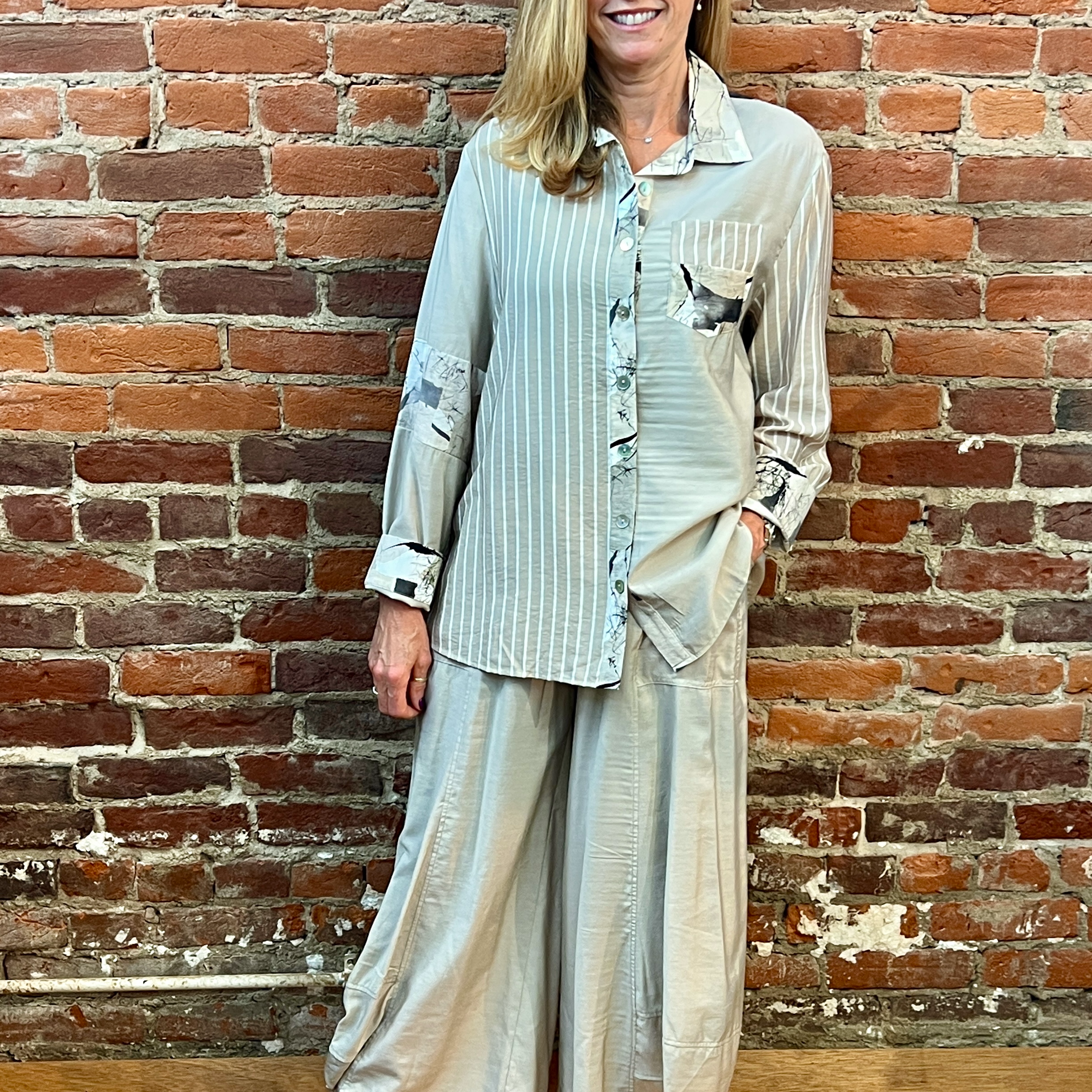Shana Apparel Mix Media Top