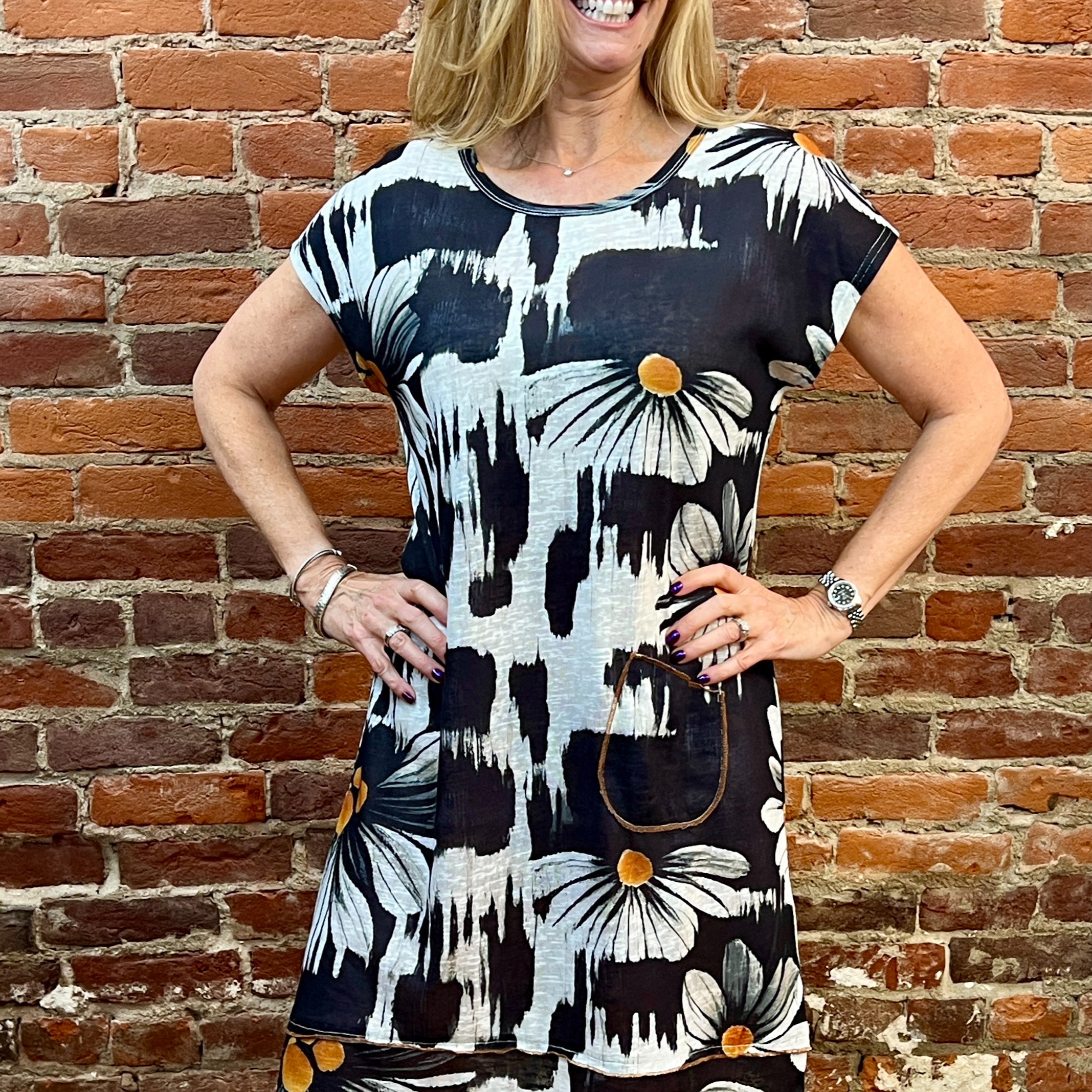 Shana Apparel Pocket Stitch Detail Dress