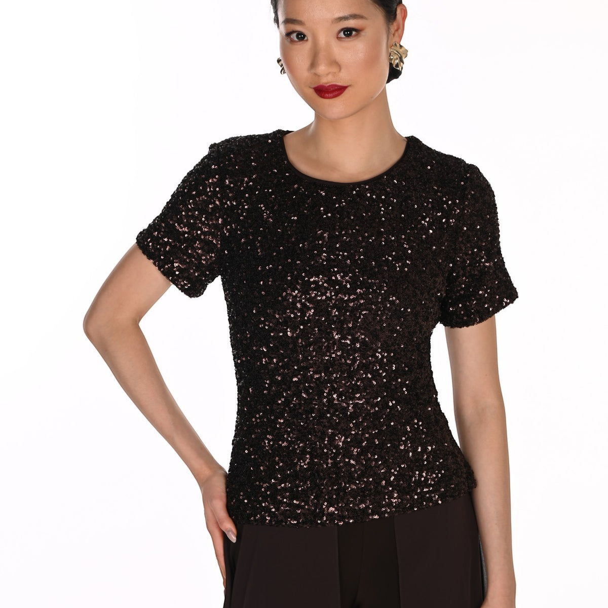 Frank Lyman Sequin Mocha Top