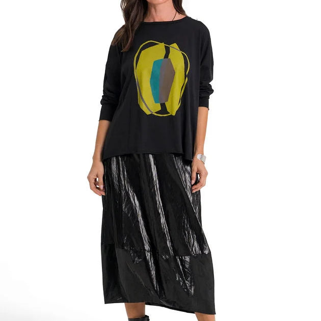 Planet by Lauren G Crushed Patent Leather Puff Skirt