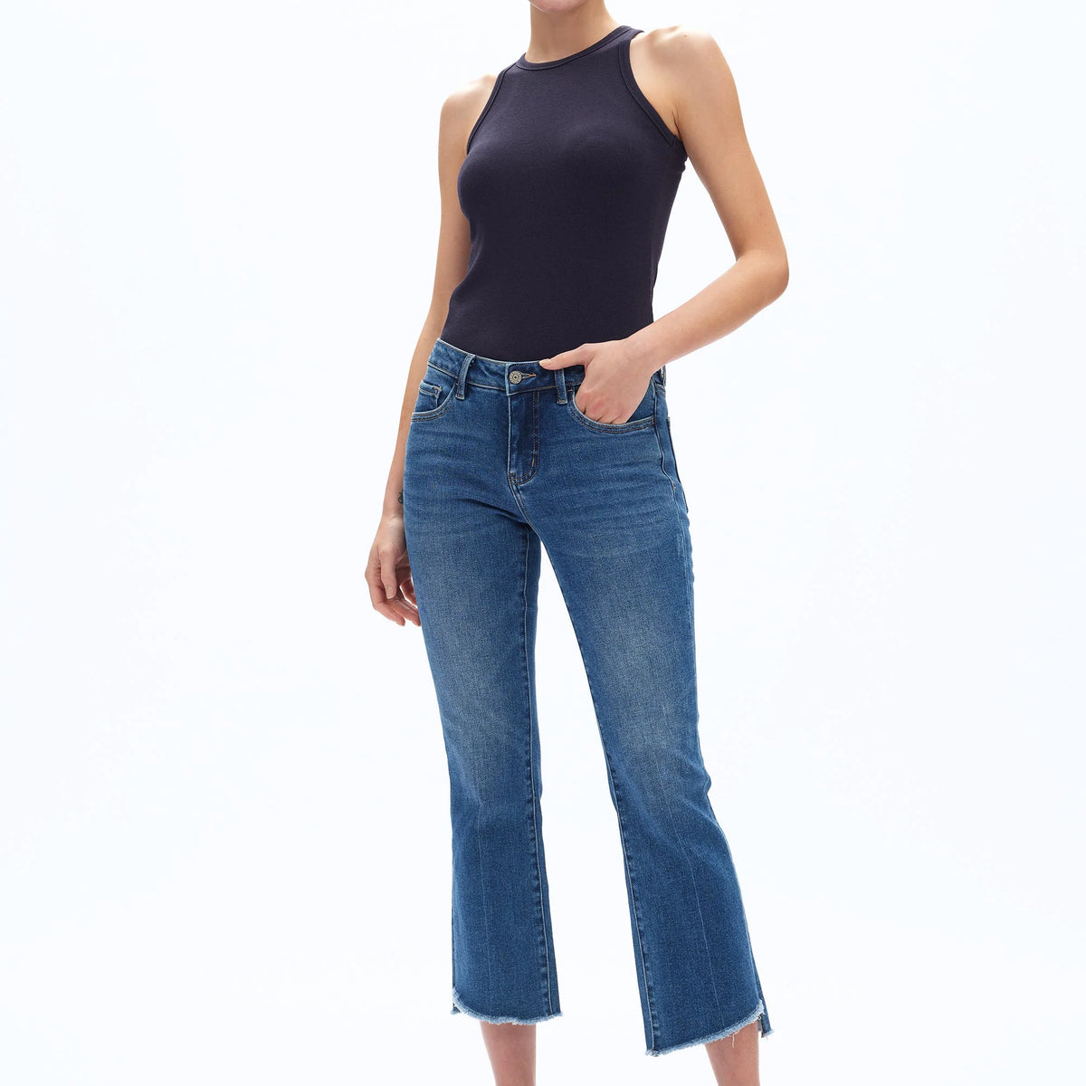 Bayeas Mid Rise Cropped Bootcut Jeans