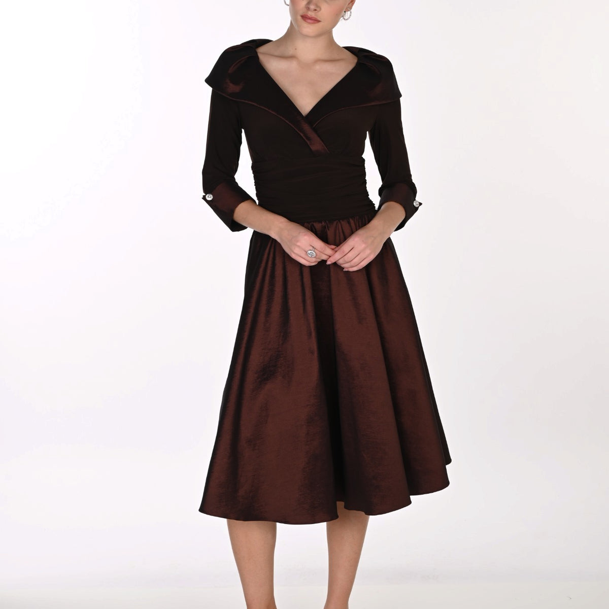 Frank Lyman Woven Mocha Dress 269193