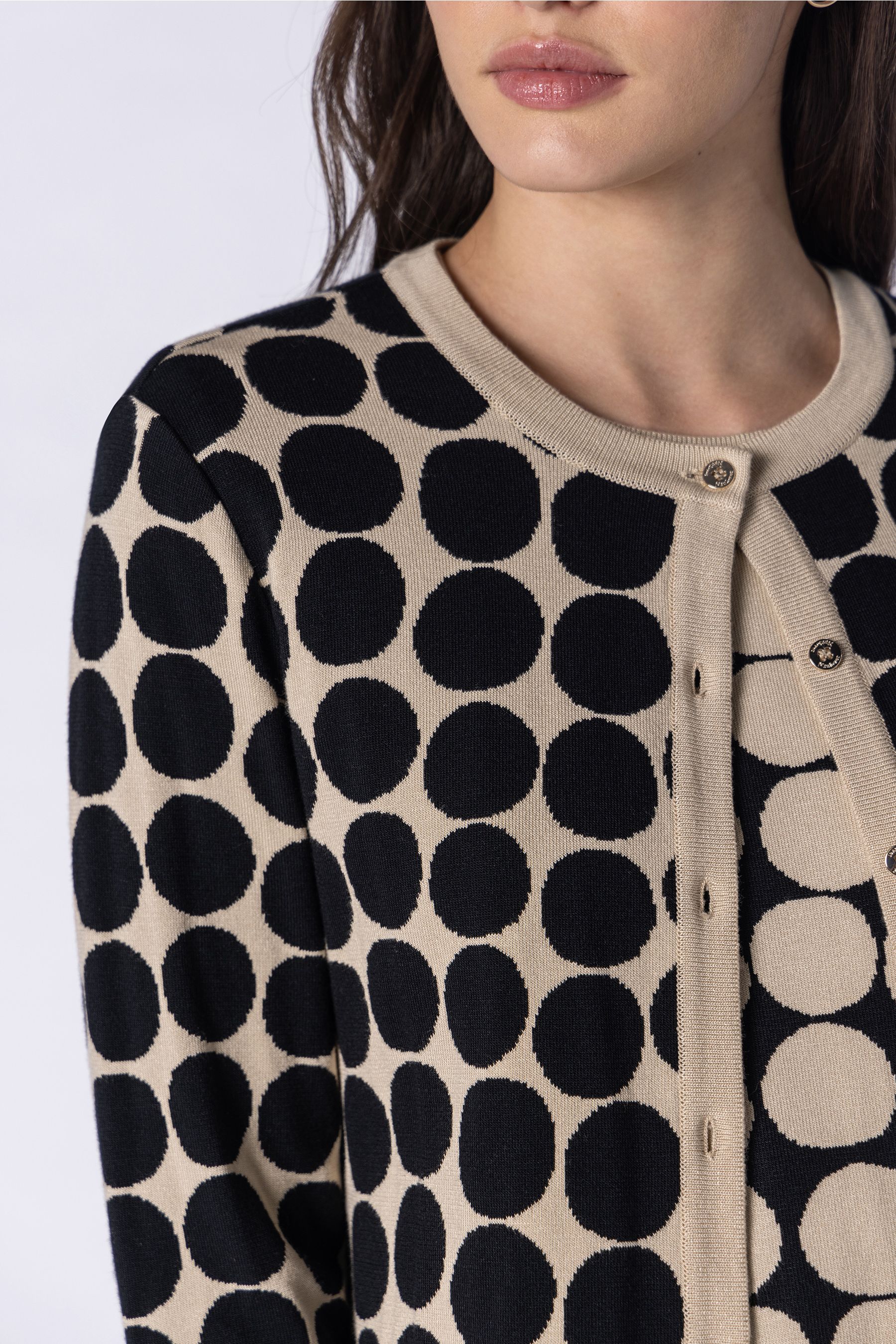 Polka-dot jacquard-knit cardigan – Bearden Design