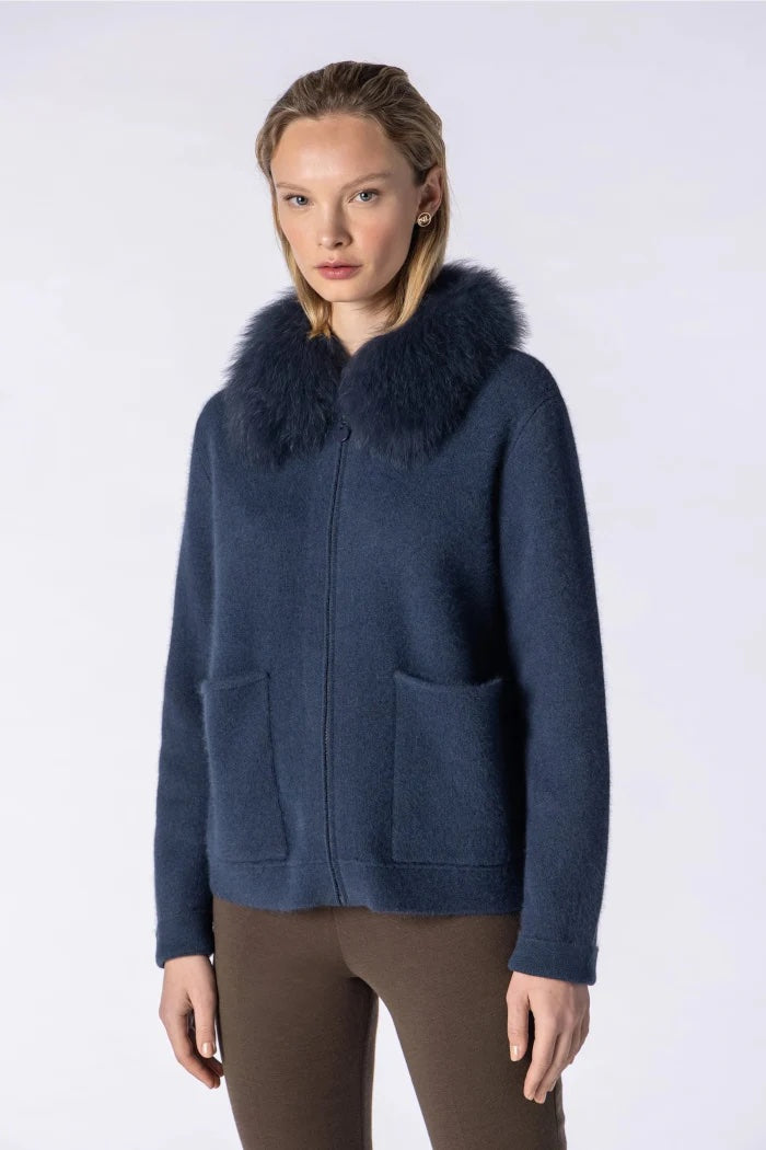 Fox fur collar knit jacket – Bearden Design