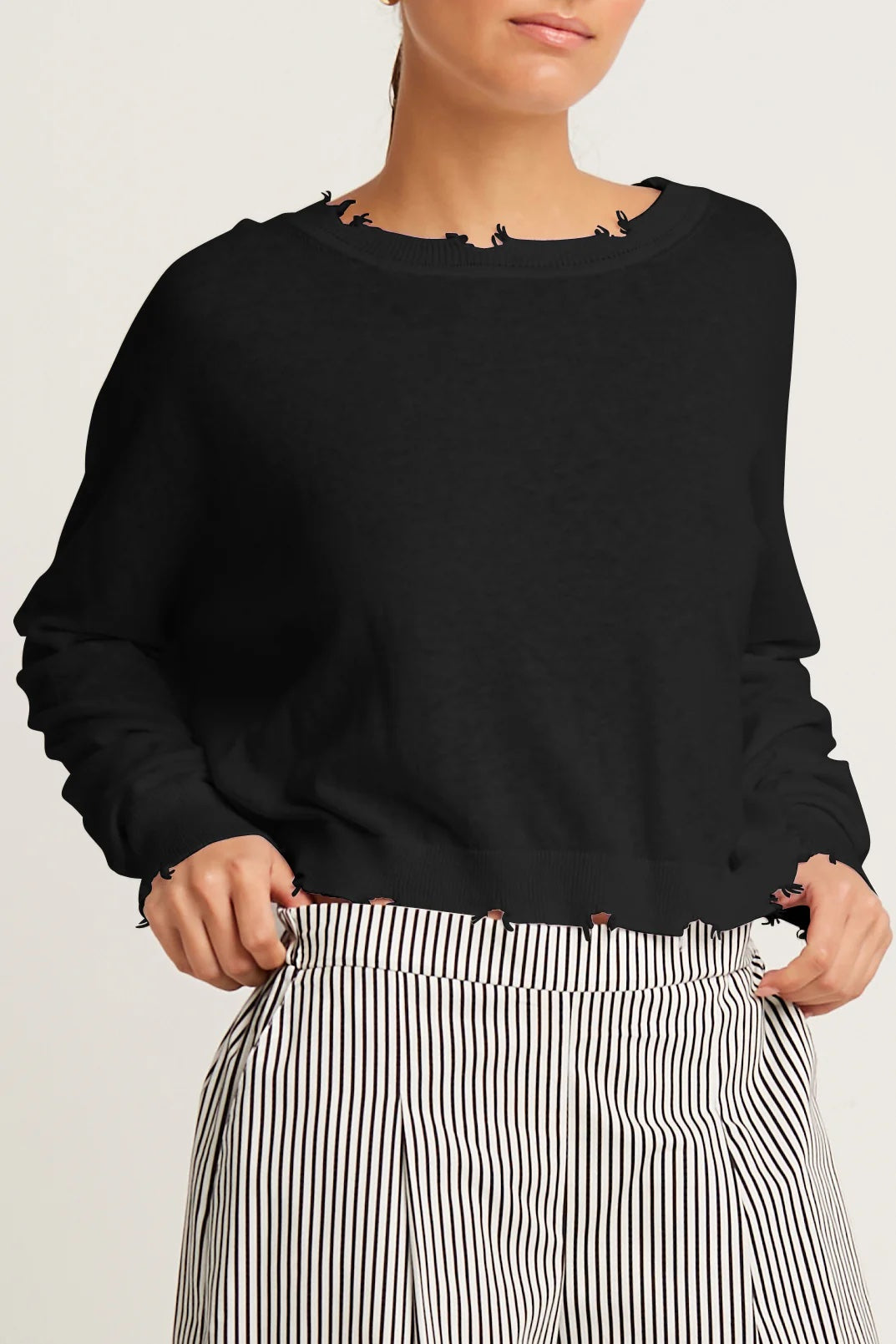 Planet Pima Linen Shadow Cropped Crewneck Sweater