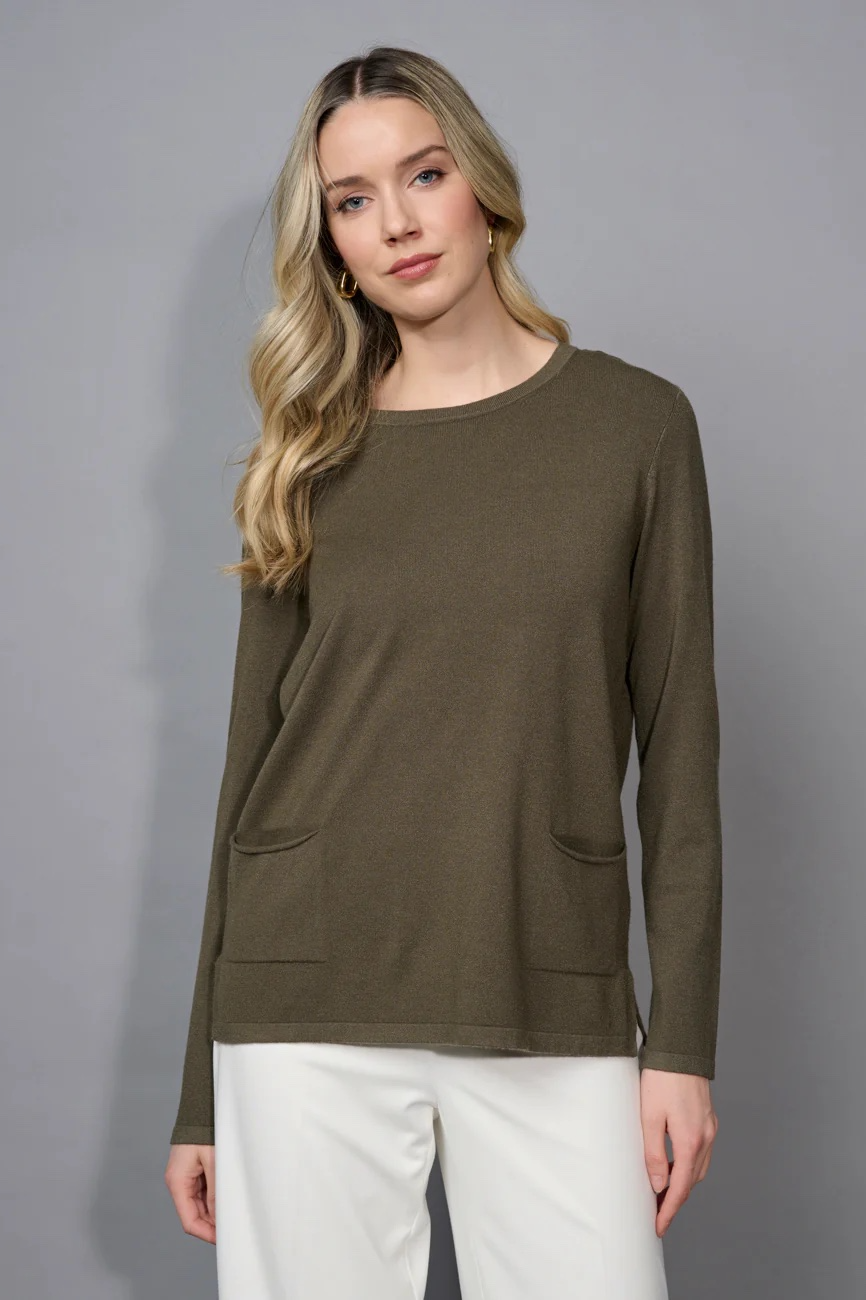 Picadilly Crew Neck Top With Pockets