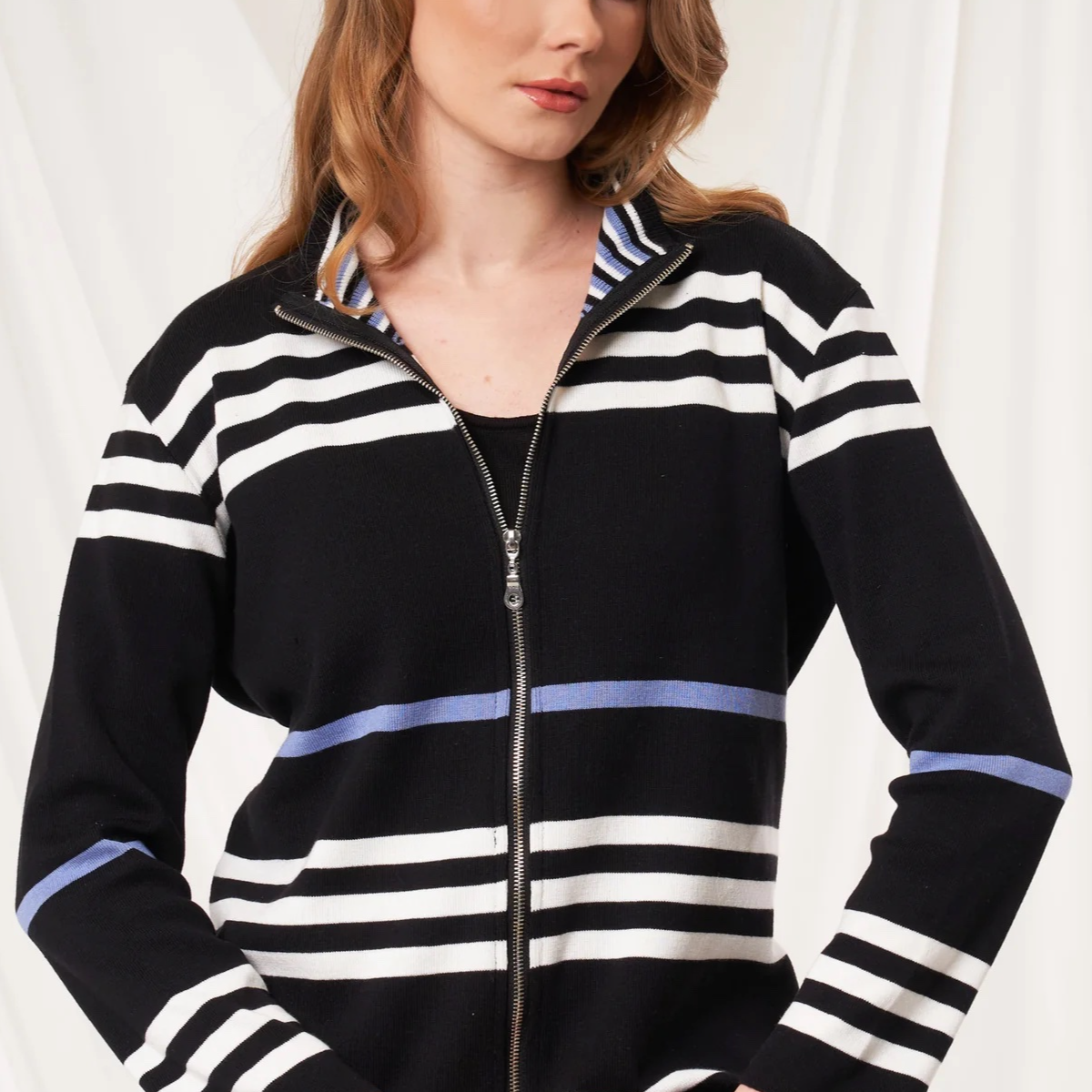 Angel Stripe Zip Up Jacket