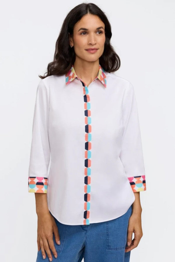 Foxcroft Luna Retro Dot 3/4 Sleeve Shirt