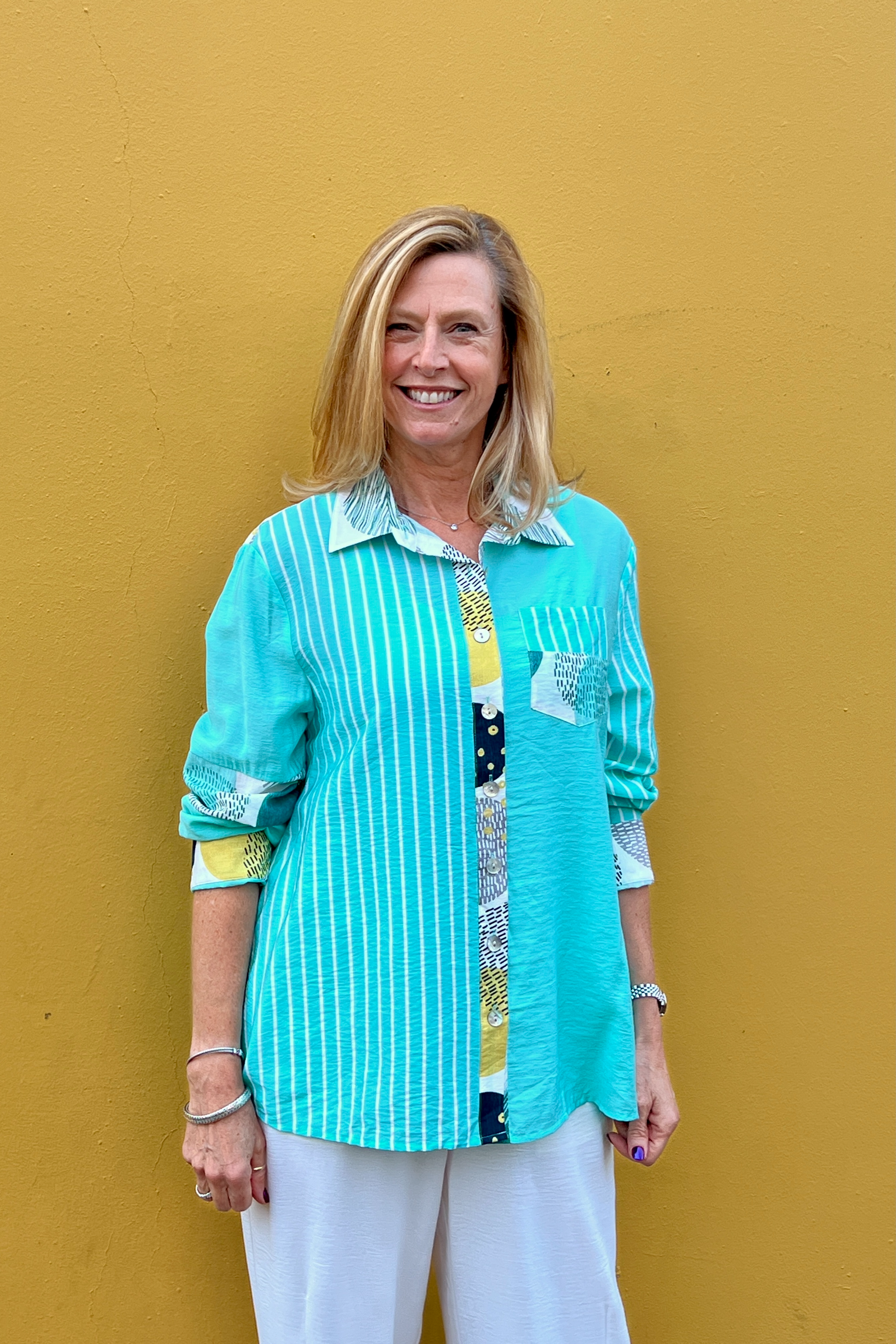 Shana Apparel Mix Media Top