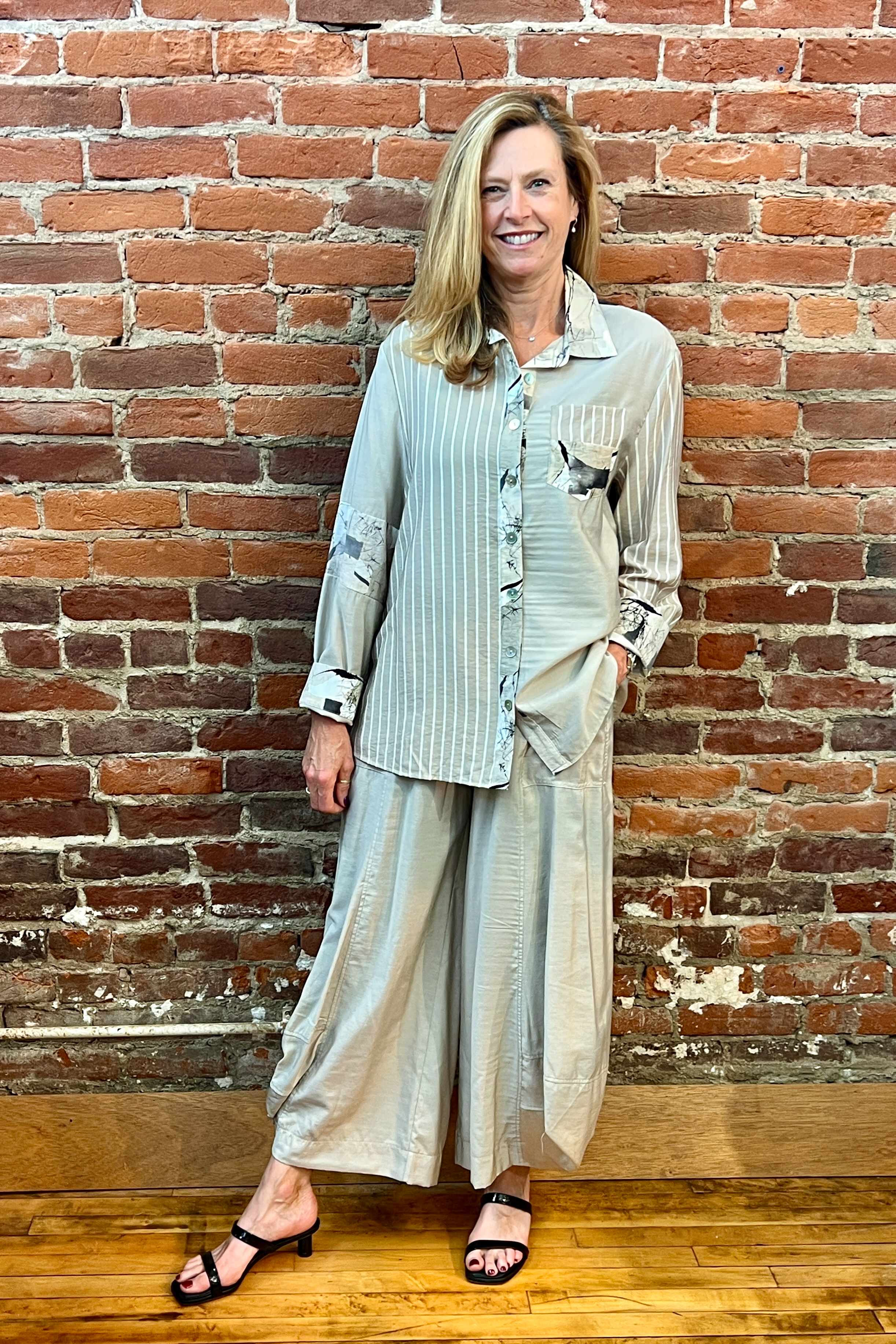 Shana Apparel Mix Media Top