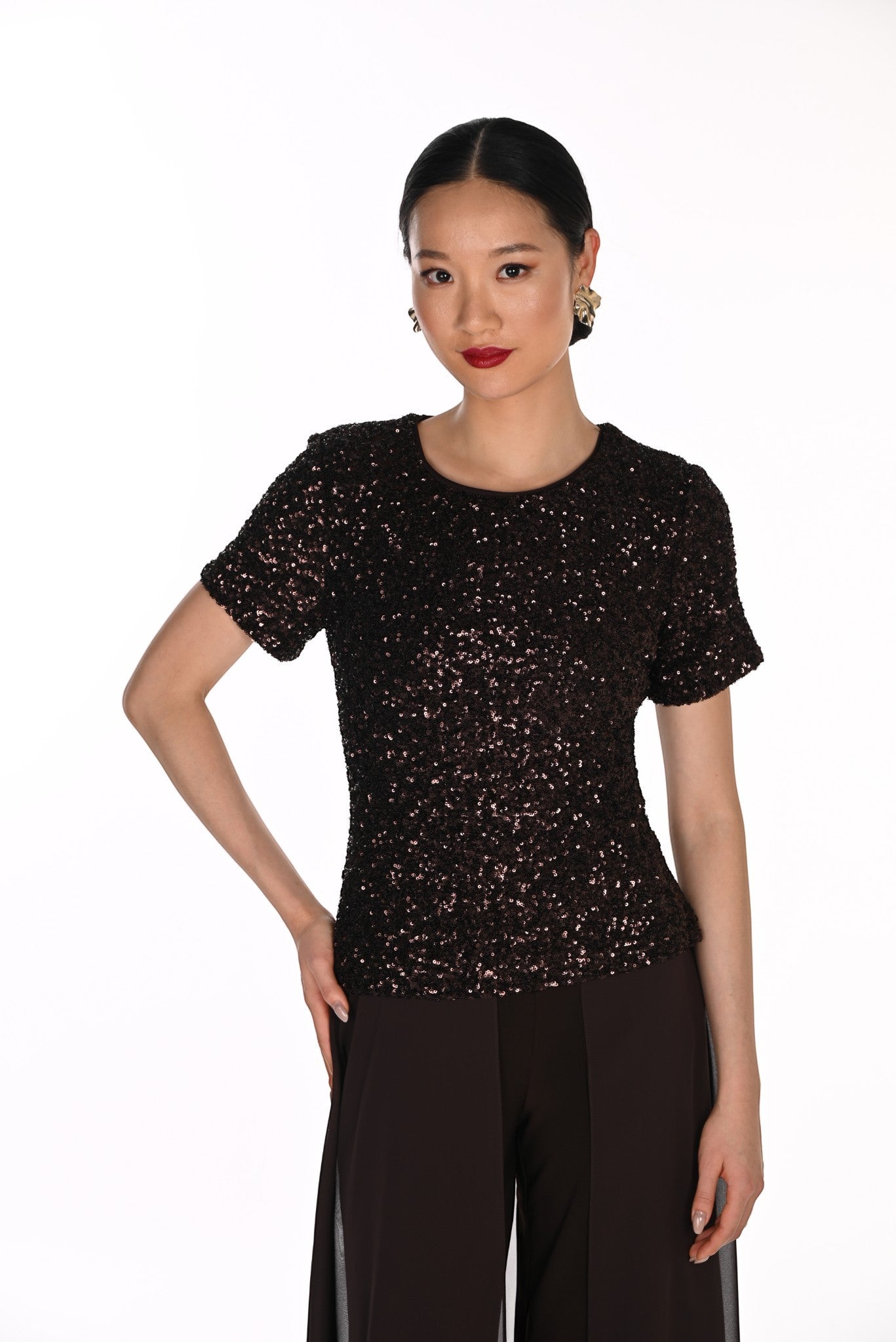Frank Lyman Sequin Mocha Top