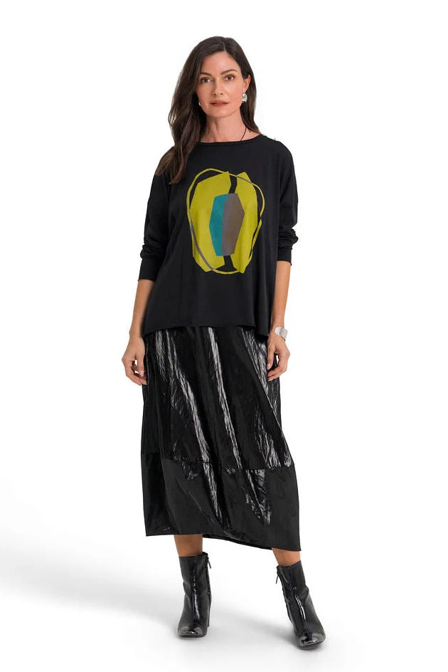 Planet by Lauren G Crushed Patent Leather Puff Skirt