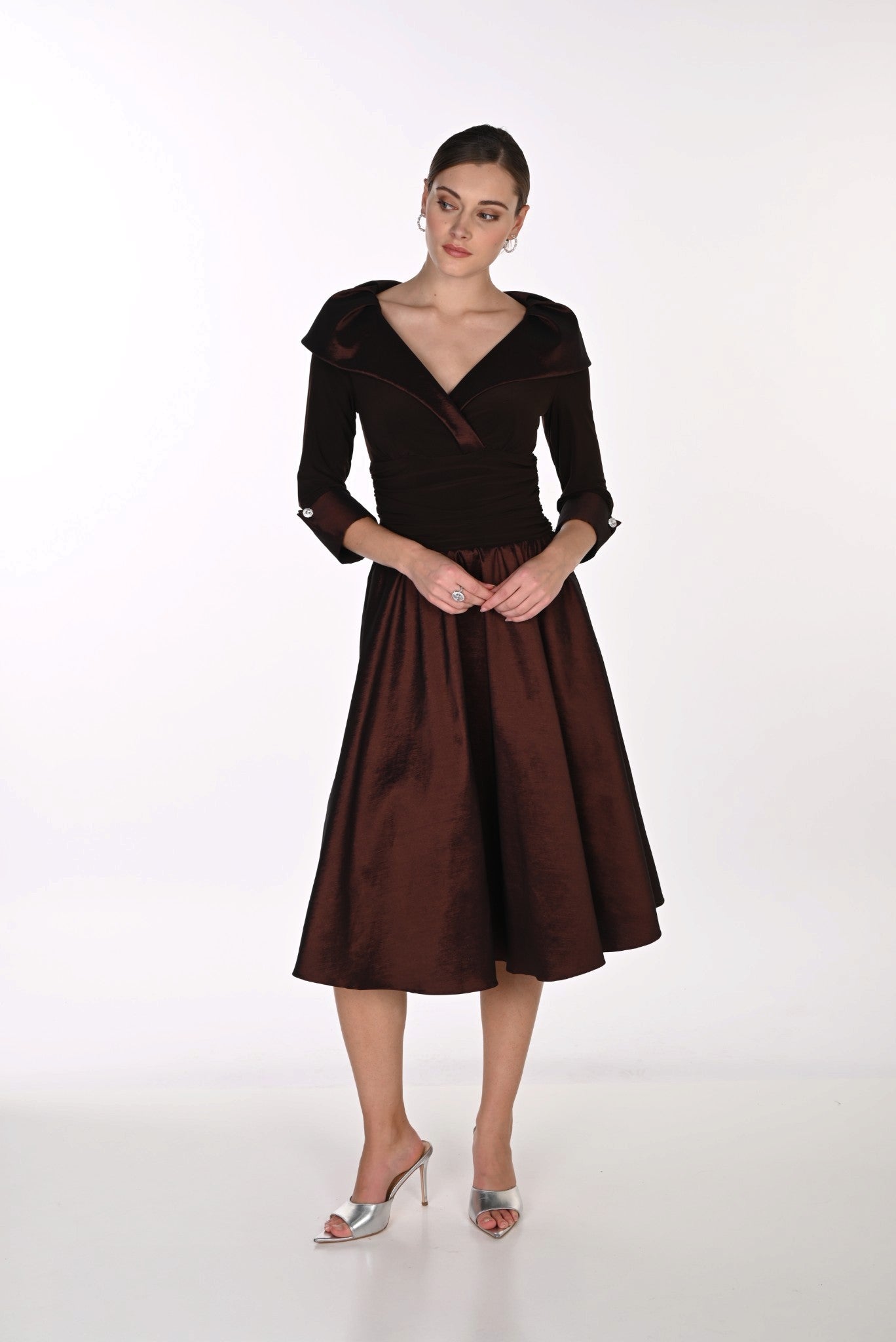 Frank Lyman Woven Mocha Dress 269193